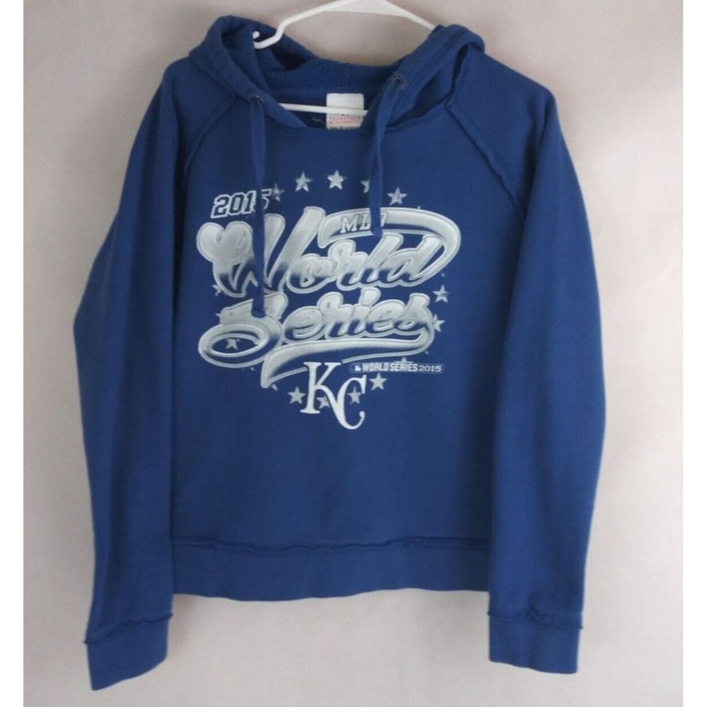 MLB KC 2015 World Series Unisex Blue Hoodie Size Medium